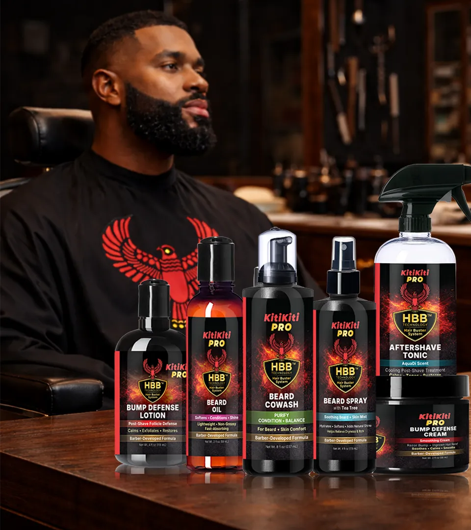 KitiKiti Pro grooming products in a barbershop